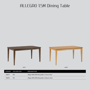 Allergo Dining Table | 150cm Timber | Dining Table | Natural