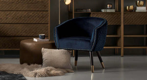 Deniz Lounge Chair | Tub Chair | Accent Armchair | Blue Upholstery