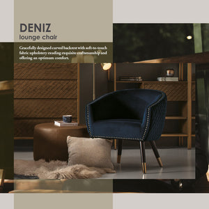 Deniz Lounge Chair | Tub Chair | Accent Armchair | Blue Upholstery