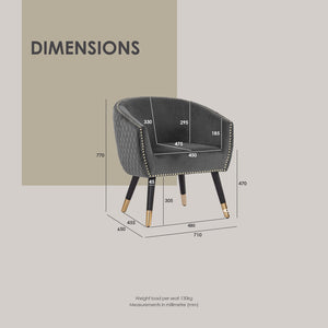 Deniz Lounge Chair | Tub Chair | Accent Armchair | Grey Upholstery