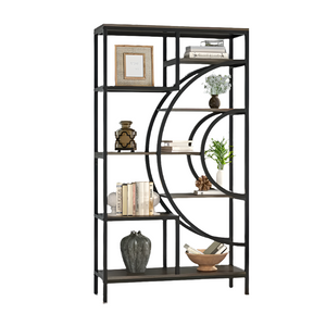 NNETMLT Industrial Bookcase | 8-Tier | 71" | Geometric Metal Frame