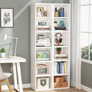 NNETMLT 6-Tier Cube Display Shelves | 70.9 Inch Tall Narrow Bookcase | Home Office