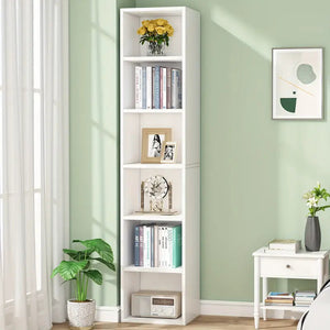 NNETMLT 6-Tier Cube Display Shelves | 70.9 Inch Tall Narrow Bookcase | Home Office