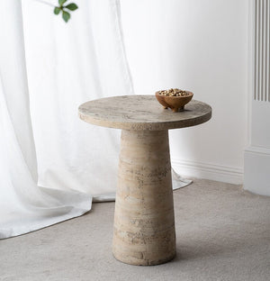 Logan Round Side Table | Cement Finish | Industrial Modern Accent Furniture