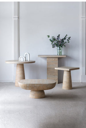 Logan Round Side Table | Cement Finish | Industrial Modern Accent Furniture