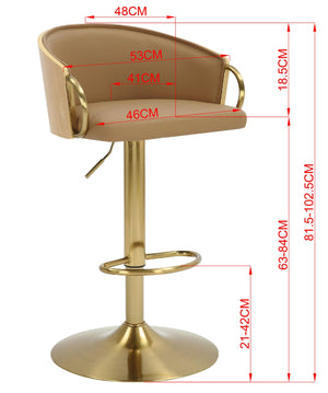 JENSEN Gold Gas Lift Bar Stool | Adjustable Height | Modern Bar Seating