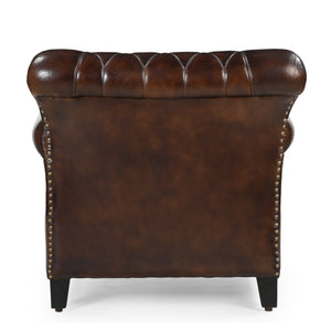 Studded Leather Armchair | Classic Accent Chair | Vintage Upholstered Seating