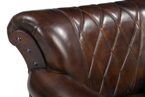 Studded Leather Armchair | Classic Accent Chair | Vintage Upholstered Seating