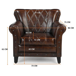 Studded Leather Armchair | Classic Accent Chair | Vintage Upholstered Seating