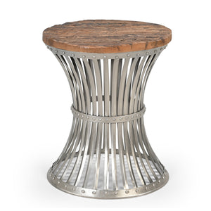 Inverted Wood & Iron Side Table