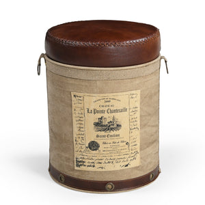 Cylindrical Chateau Ottoman | Elegant Upholstered Footstool | Classic Home Decor