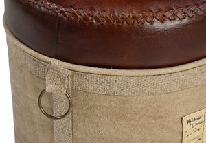 Cylindrical Chateau Ottoman | Elegant Upholstered Footstool | Classic Home Decor