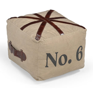 No 6 Square Leather Ottoman