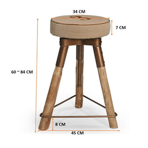 INDUSTRIAL Number 3 Wind Up Bar Stool | Adjustable Height | Retro Industrial Design