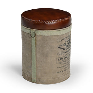 French Canvas Leather Perfume Ottoman