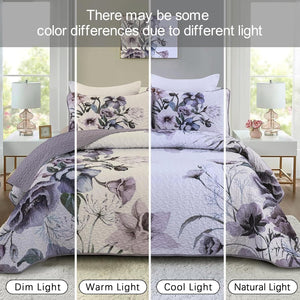 Romantic Wildflower Soft Cozy | 3 Pc Bedspread & Pillow Cover Set