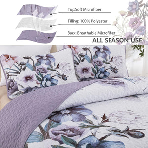 Romantic Wildflower Soft Cozy | 3 Pc Bedspread & Pillow Cover Set