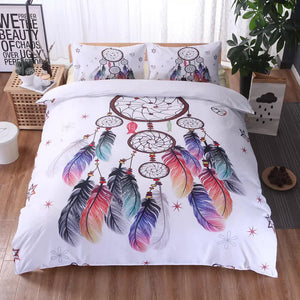 Dream Catcher Printed Duvet Cover Set with Matching Pillowcases | White | Queen