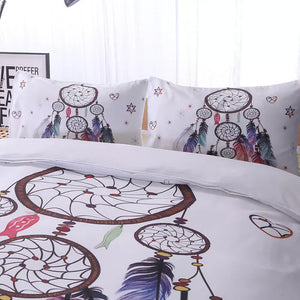 Dream Catcher Printed Duvet Cover Set with Matching Pillowcases | White | Queen