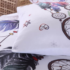 Dream Catcher Printed Duvet Cover Set with Matching Pillowcases | White | Queen