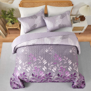 Luxurious Orchid Patchwork Plaid | 3 Pc Bedspread & Pillow Cover Set