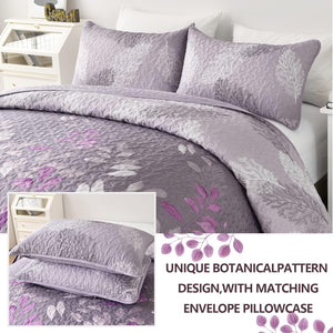Luxurious Orchid Patchwork Plaid | 3 Pc Bedspread & Pillow Cover Set