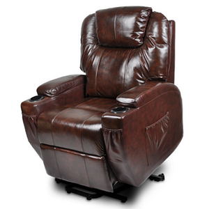 Recliner Lift Heat Massage Armchair Sofa | Leather | 2 Motor Chair | Brown
