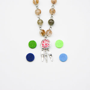 Gift Box | Rose Aroma Necklace | White Gold | Purify Oil Blend | Essential Oil Jewelry