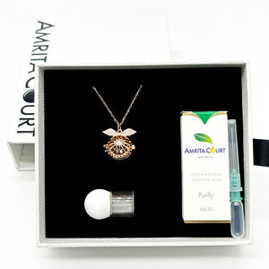 Gift Box | Angel Ball Aroma Necklace | Rose Gold | Purify Oil Blend | Unique Gift