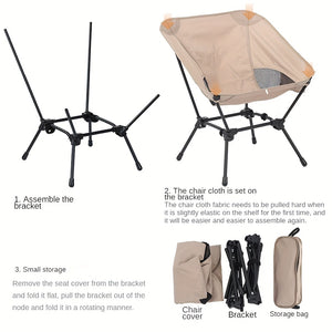 Portable Camping Chairs | Black & Khaki Set | Comfortable & Lightweight Outdoor Folding Chairs
