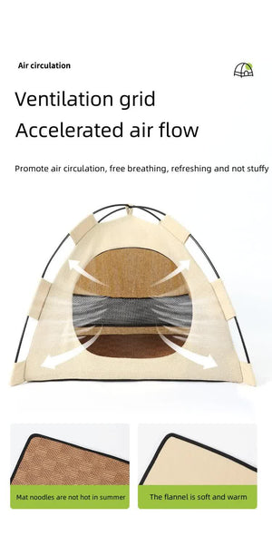 Outdoor Cat House | Pet Tent | Windproof & Dustproof Shelter | Small Pets | Grey | Size: M | 404037cm