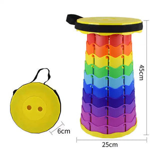 Rainbow Telescopic Stool | Collapsible | Portable | Foldable | Adjustable | Compact Chair | Yellow-Top