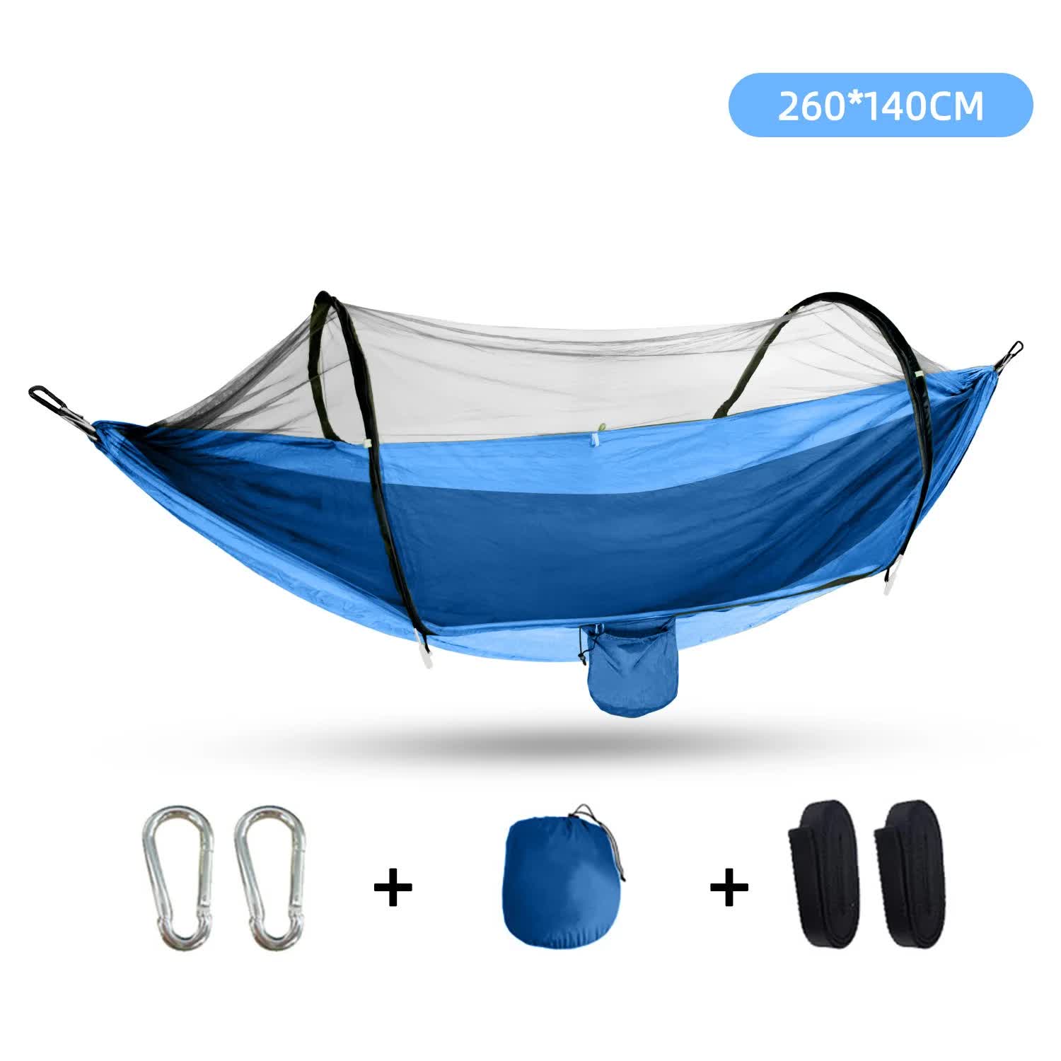 Outdoor Camping Hammock with Mosquito Net | Lightweight | 260x140cm | Portable Travel & Hiking Gear | Blue