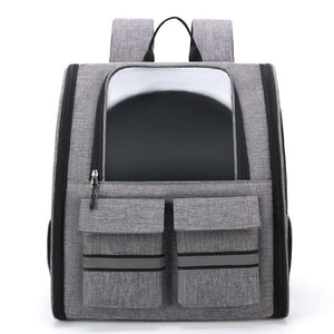 Grey Collapsible Pet Carrier Backpack | Trolley Sleeve | Portable & Convenient