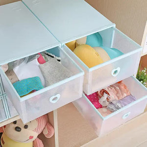 Stackable Transparent Shoe Storage Boxes | Heart-Shaped Handles | Set of 5 | 31x20x12cm | Blue