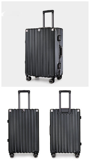 Aluminum Alloy Hard-Shell Suitcase | TSA Lock | 22-Inch Spinner Luggage | Black