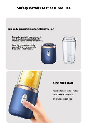 Portable High-Speed Blender | USB Rechargeable Battery | 2-in-1 Bottle & Cup Design | Compact & Powerful