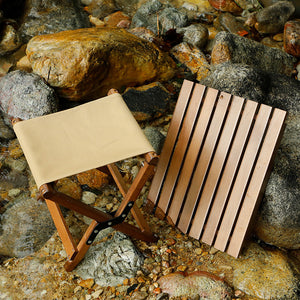 Dual-Purpose Wooden Folding Stool | Natural Wood Finish | 150kg Load Capacity | Log Color | 40x34x36cm