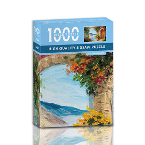 1000-Piece High-Quality Jigsaw Puzzle | Seaside Garden | Scenic Puzzle | Stress-Relief & Focus