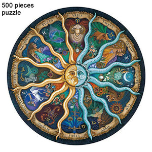 500-Piece Zodiac Circle Jigsaw Puzzle | Colorful Astrology Sun & Moon Puzzle | Fun for Adults & Kids