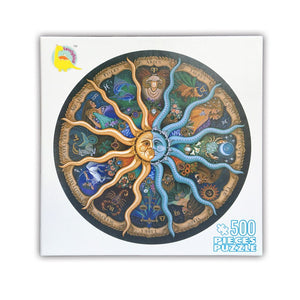 500-Piece Zodiac Circle Jigsaw Puzzle | Colorful Astrology Sun & Moon Puzzle | Fun for Adults & Kids