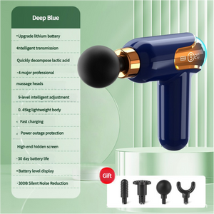 LC002 Deep Blue Portable Massage Gun | Deep Tissue Muscle Massager | 4 Heads | 9 Speed Settings