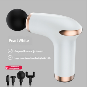 Classic White Massage Gun | 6-Speed Deep Tissue Massager | 4 Professional Massage Heads