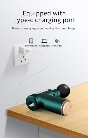 Compact Green Massage Gun | Deep Tissue Muscle Massager | 4 Interchangeable Heads