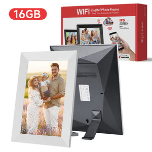 White 16GB 10-Inch WiFi Digital Photo Frame | HD Display | Remote Photo/Video Sharing via App