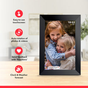 White 16GB 10-Inch WiFi Digital Photo Frame | HD Display | Remote Photo/Video Sharing via App