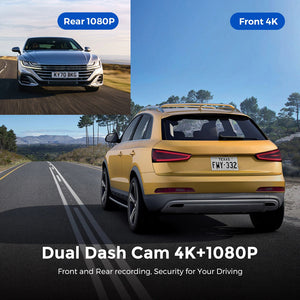 New 4K Car Dash Cam | Front & Rear Dual Recording | Wi-Fi Connectivity | GPS Tracking | 1080P + 4K Resolution