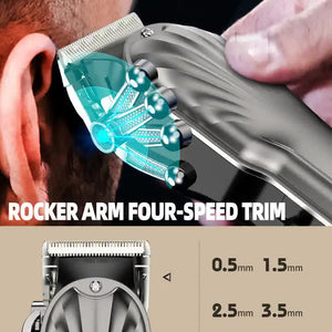 Gray Professional Cordless Hair Clipper with LED Display | Rechargeable Electric Hair Trimmer for Men