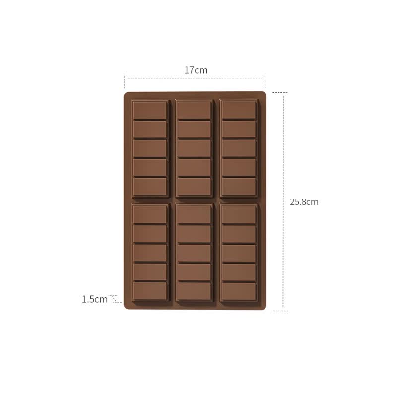 (5 PCS) YH913 Silicone Chocolate Bar Mold | BPA-Free, Heat-Resistant, Non-Stick Baking Tray, Measures 25.8 cm x 17 cm x 1.5 cm