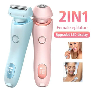 Blue 2-in-1 Electric Razor for Women | Multifunctional Rechargeable Hair Removal Shaver
